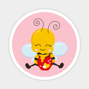 Cute Bee Valentine's day Design Magnet